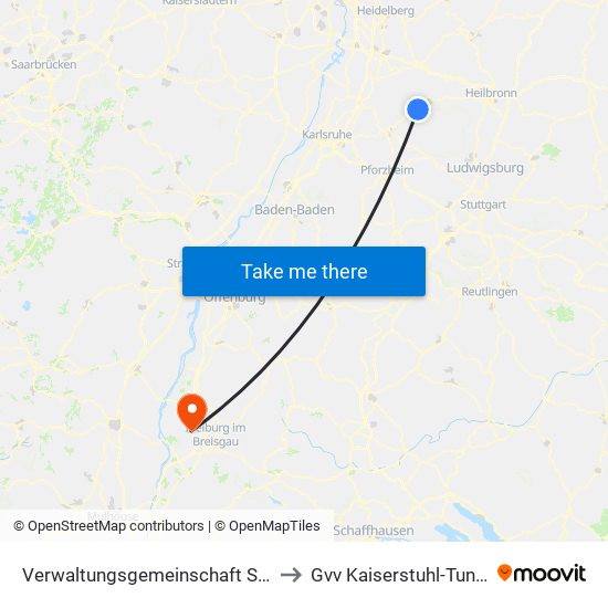 Verwaltungsgemeinschaft Sulzfeld to Gvv Kaiserstuhl-Tuniberg map