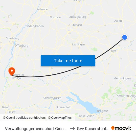 Verwaltungsgemeinschaft Giengen An Der Brenz to Gvv Kaiserstuhl-Tuniberg map
