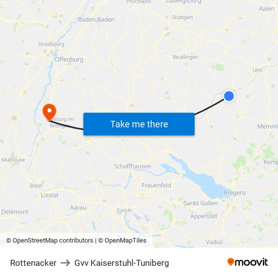 Rottenacker to Gvv Kaiserstuhl-Tuniberg map