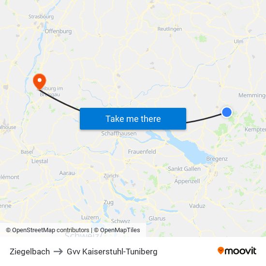 Ziegelbach to Gvv Kaiserstuhl-Tuniberg map