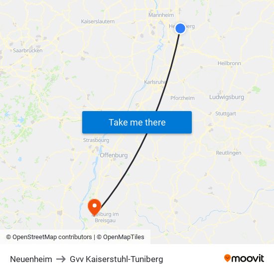 Neuenheim to Gvv Kaiserstuhl-Tuniberg map