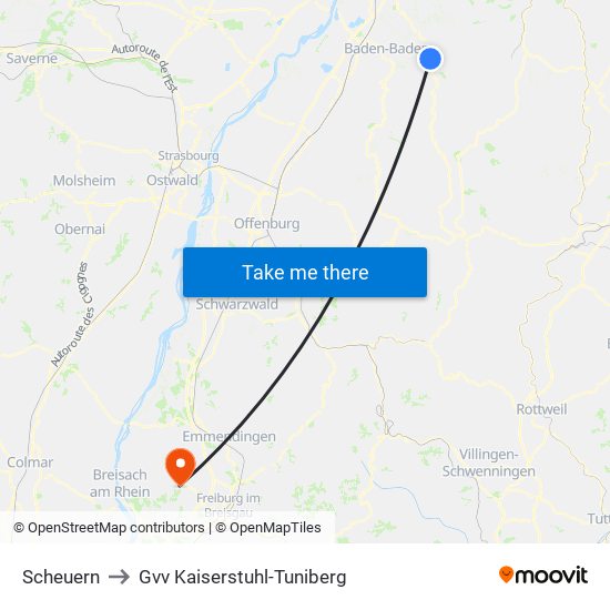 Scheuern to Gvv Kaiserstuhl-Tuniberg map