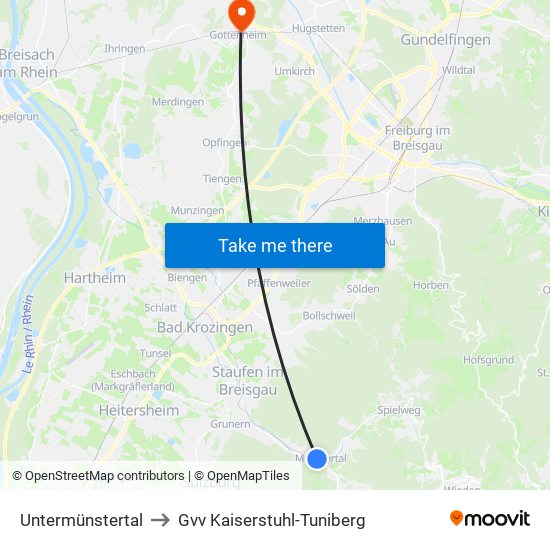 Untermünstertal to Gvv Kaiserstuhl-Tuniberg map