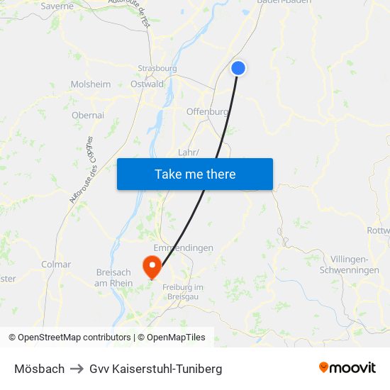 Mösbach to Gvv Kaiserstuhl-Tuniberg map