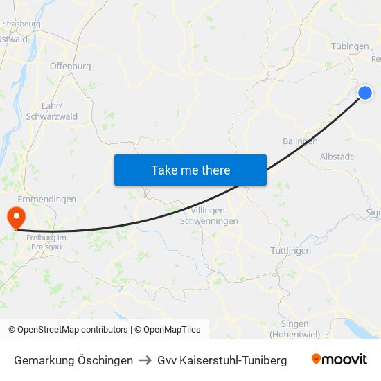 Gemarkung Öschingen to Gvv Kaiserstuhl-Tuniberg map