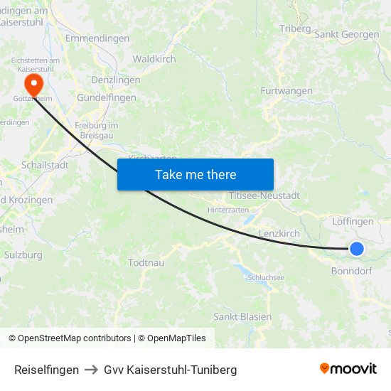 Reiselfingen to Gvv Kaiserstuhl-Tuniberg map