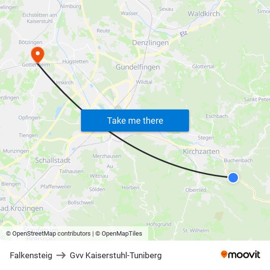 Falkensteig to Gvv Kaiserstuhl-Tuniberg map