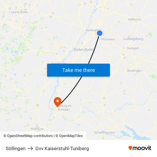 Söllingen to Gvv Kaiserstuhl-Tuniberg map