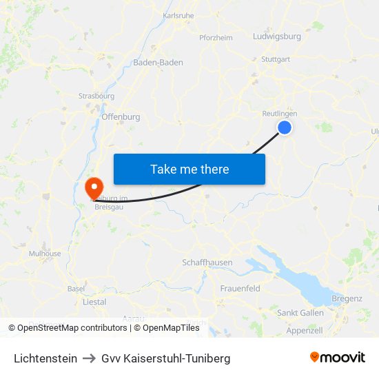 Lichtenstein to Gvv Kaiserstuhl-Tuniberg map