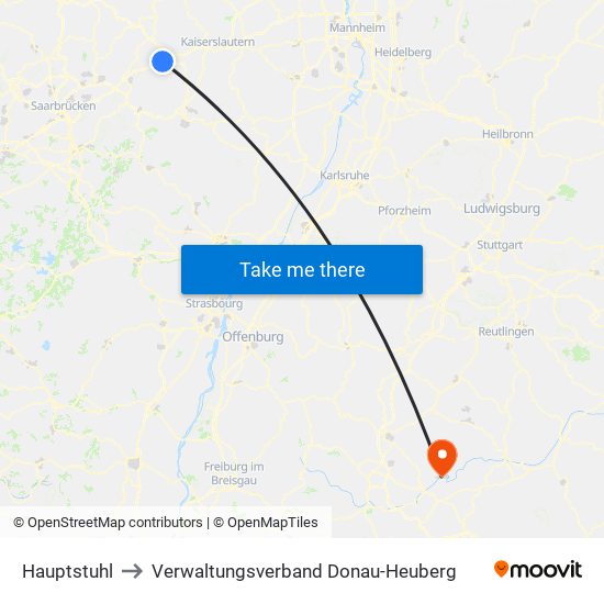 Hauptstuhl to Verwaltungsverband Donau-Heuberg map