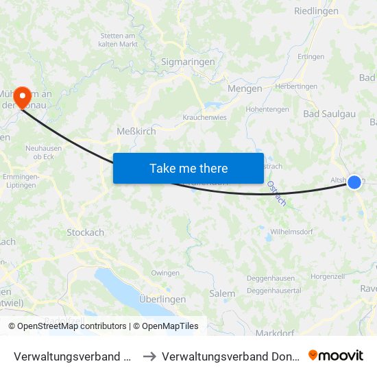 Verwaltungsverband Altshausen to Verwaltungsverband Donau-Heuberg map