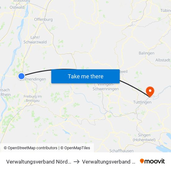 Verwaltungsverband Nördlicher Kaiserstuhl to Verwaltungsverband Donau-Heuberg map