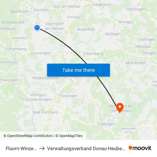 Fluorn-Winzeln to Verwaltungsverband Donau-Heuberg map