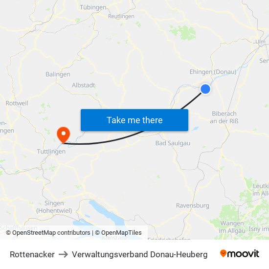 Rottenacker to Verwaltungsverband Donau-Heuberg map