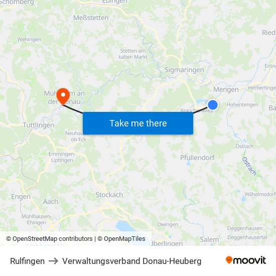 Rulfingen to Verwaltungsverband Donau-Heuberg map