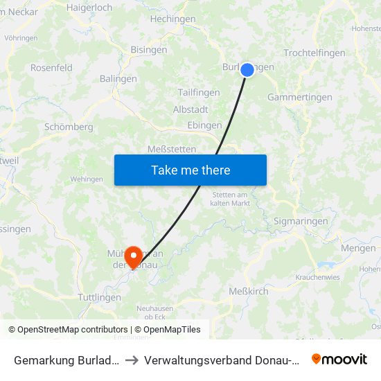 Gemarkung Burladingen to Verwaltungsverband Donau-Heuberg map