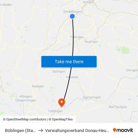 Böblingen (Stadt) to Verwaltungsverband Donau-Heuberg map