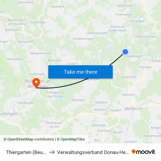 Thiergarten (Beuron) to Verwaltungsverband Donau-Heuberg map