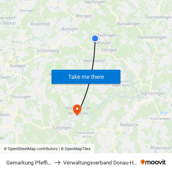 Gemarkung Pfeffingen to Verwaltungsverband Donau-Heuberg map