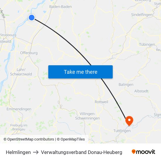 Helmlingen to Verwaltungsverband Donau-Heuberg map