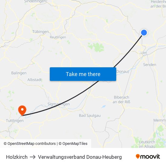 Holzkirch to Verwaltungsverband Donau-Heuberg map