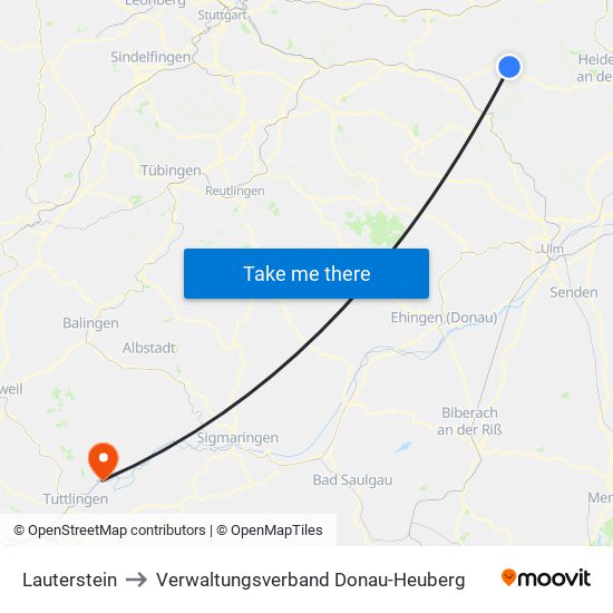 Lauterstein to Verwaltungsverband Donau-Heuberg map