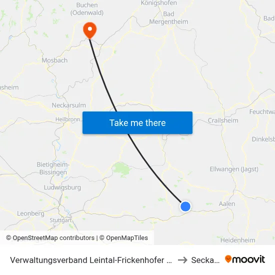 Verwaltungsverband Leintal-Frickenhofer Höhe to Seckach map