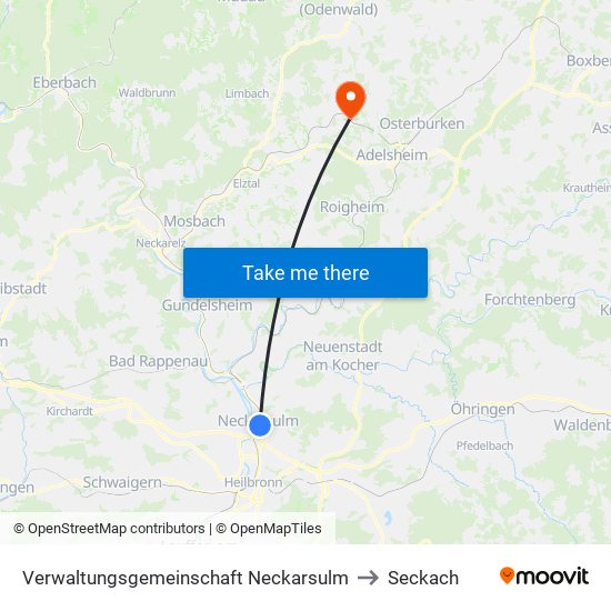 Verwaltungsgemeinschaft Neckarsulm to Seckach map