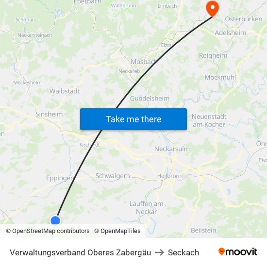 Verwaltungsverband Oberes Zabergäu to Seckach map