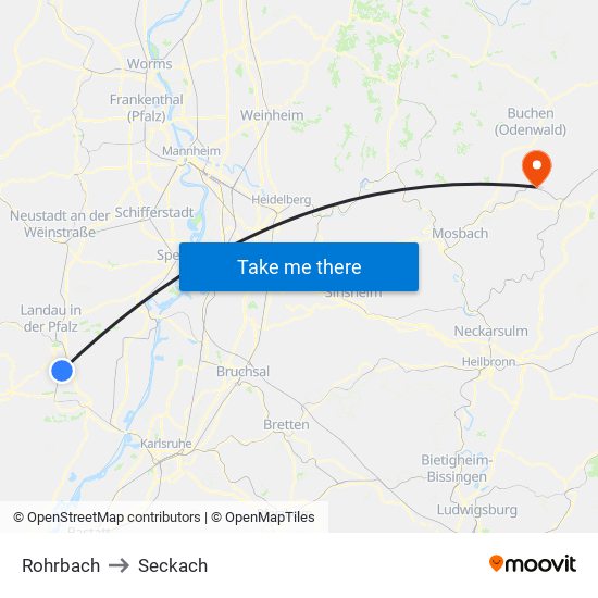 Rohrbach to Seckach map