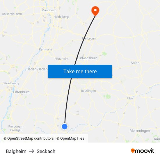 Balgheim to Seckach map