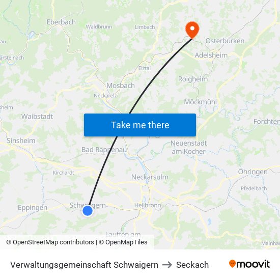 Verwaltungsgemeinschaft Schwaigern to Seckach map