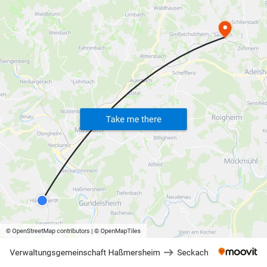 Verwaltungsgemeinschaft Haßmersheim to Seckach map