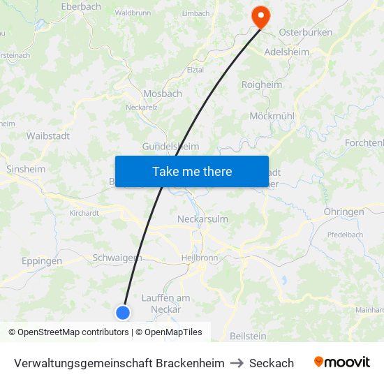 Verwaltungsgemeinschaft Brackenheim to Seckach map
