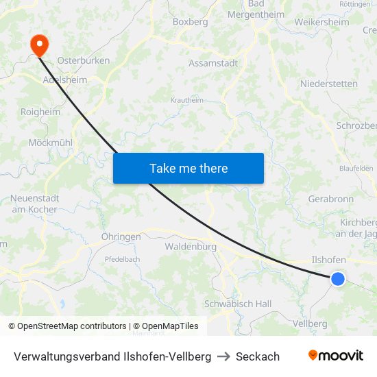 Verwaltungsverband Ilshofen-Vellberg to Seckach map