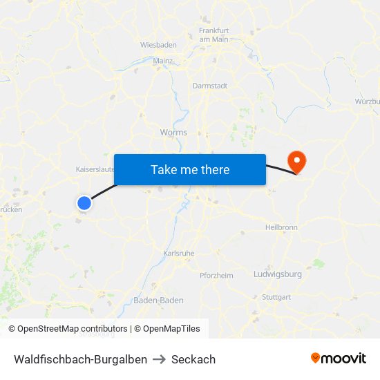 Waldfischbach-Burgalben to Seckach map