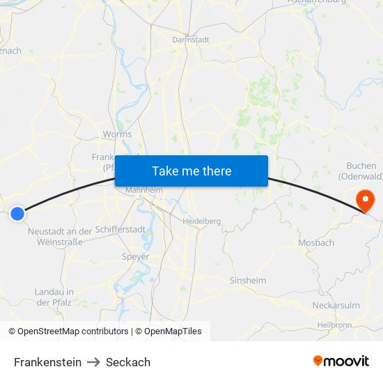 Frankenstein to Seckach map