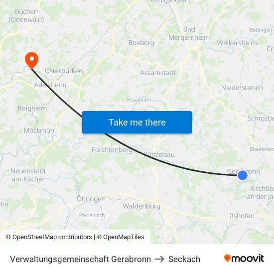 Verwaltungsgemeinschaft Gerabronn to Seckach map