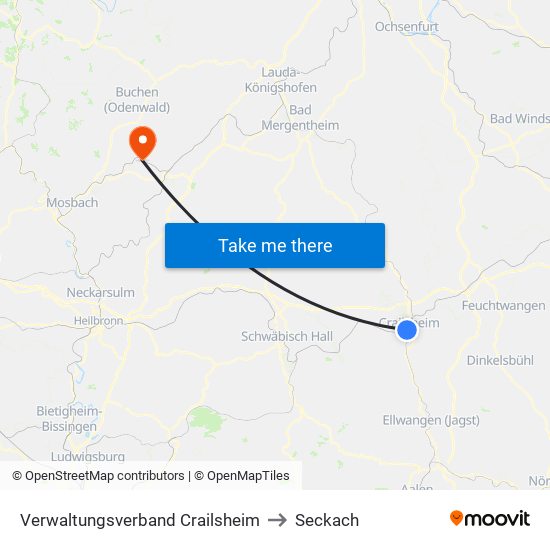 Verwaltungsverband Crailsheim to Seckach map