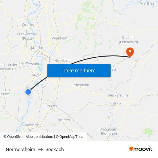 Germersheim to Seckach map