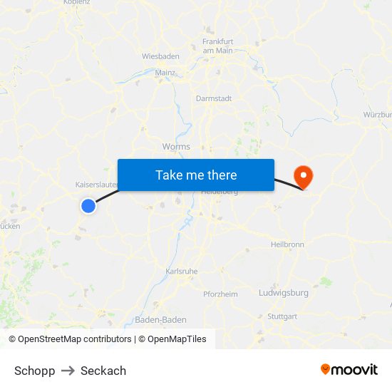 Schopp to Seckach map