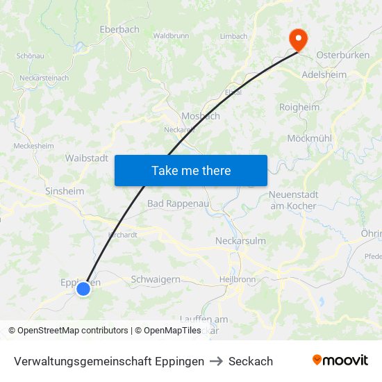 Verwaltungsgemeinschaft Eppingen to Seckach map