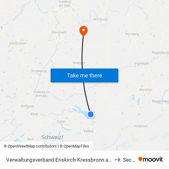 Verwaltungsverband Eriskirch-Kressbronn am Bodensee-Langenargen to Seckach map