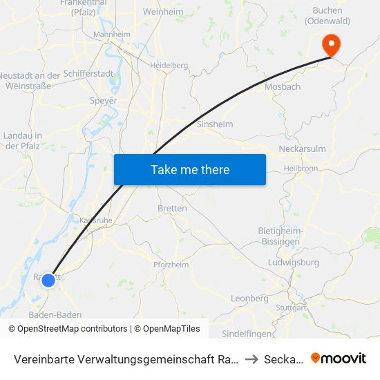 Vereinbarte Verwaltungsgemeinschaft Rastatt to Seckach map