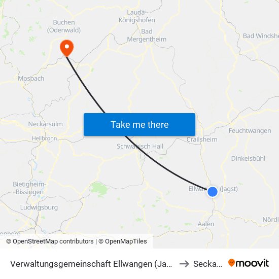 Verwaltungsgemeinschaft Ellwangen (Jagst) to Seckach map