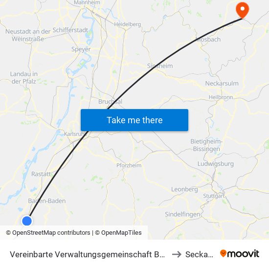 Vereinbarte Verwaltungsgemeinschaft Bühl to Seckach map