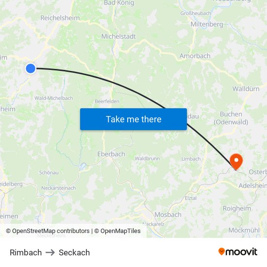 Rimbach to Seckach map