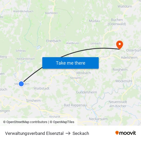 Verwaltungsverband Elsenztal to Seckach map
