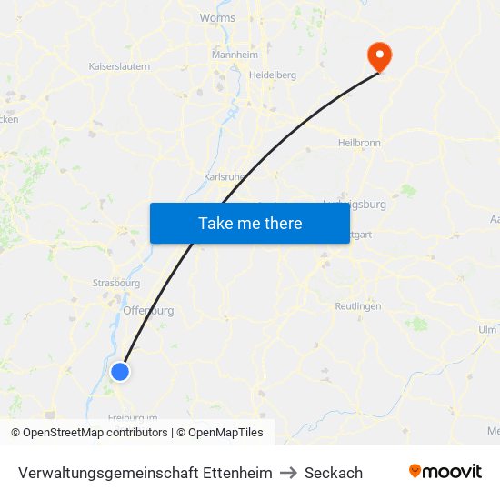 Verwaltungsgemeinschaft Ettenheim to Seckach map