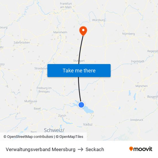 Verwaltungsverband Meersburg to Seckach map